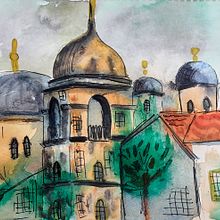 My project in Architectural Sketching with Watercolor and Ink course. Sketching, Drawing, Watercolor Painting, Architectural Illustration, Sketchbook & Ink Illustration project by Diana Kot - 06.01.2021