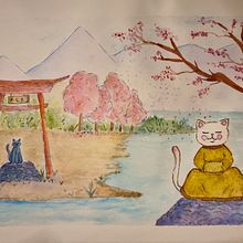 Proyecto final: Ilustración en acuarela con influencia Japonesa ncia . Traditional illustration project by molinacastilloalex - 04.20.2021