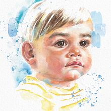 Toddler Portrait. Projekt z dziedziny Trad, c, jna ilustracja i Malowanie akwarelą użytkownika Elena Kovyrzina - 02.06.2021