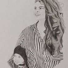 Mamá e hijo. Traditional illustration, Fine Arts, Sketching, Pencil Drawing, Drawing, Portrait Drawing, Realistic Drawing, Artistic Drawing, and Figure Drawing project by Jurgen Azofeifa - 06.06.2021