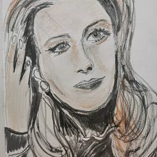 Am attempt to represent Romy Schneider. Traditional illustration, Fine Arts, Drawing, Portrait Drawing, Realistic Drawing, and Artistic Drawing project by Michèle Voyer - 06.08.2021