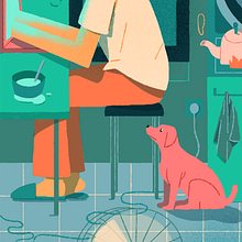 Teletrabajo. Traditional illustration, Animation, 2D Animation, Character Animation, and Digital Illustration project by Dani Maiz - 06.10.2021