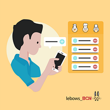 Consultando móvil. Traditional illustration, Motion Graphics, Animation, Character Design, Education, Graphic Design, Interactive Design, Multimedia, Social Media, 2D Animation, Sketching, Creativit, and Digital Illustration project by Joan Sala - 07.11.2021