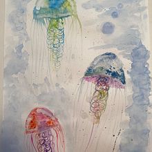 Anémonas, acuarela, seco sobre húmedo. Uso de sal. Un projet de Illustration traditionnelle, Aquarelle , et Beaux Arts de Ana Laura Moreno Díaz - 27.05.2021
