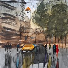 Meu projeto do curso: Paisagens urbanas em aquarela. Fine Arts, Watercolor Painting, and Architectural Illustration project by alecsandergm - 06.03.2021