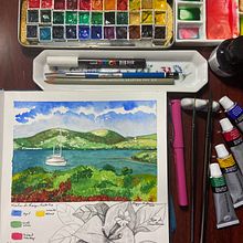 Mi Proyecto del curso: Cuaderno de viaje en acuarela. Un proyecto de Ilustración tradicional y Pintura a la acuarela de Magalie Medina Pagan - 12.06.2021