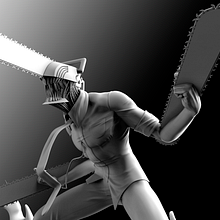 Chainsawman fanart. 3D, Character Design, Sculpture, Comic, 3D Modeling, 3D Character Design, 3D Design, Art To, s, and Manga project by Mario Arias Mena - 06.14.2021