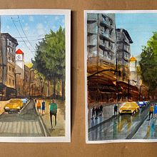 My project in Urban Landscapes in Watercolor course. Un proyecto de Bellas Artes, Pintura a la acuarela e Ilustración arquitectónica de nafisas - 14.06.2021