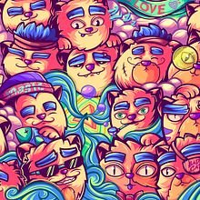Paradise (Cat world). Traditional illustration, Vector Illustration, and Digital Illustration project by Andy Velásquez - 01.31.2021