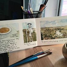 My project in Watercolor Travel Journal course. Traditional illustration, Watercolor Painting, Architectural Illustration, and Sketchbook project by kris.hill10 - 06.15.2021