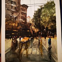 My project in Urban Landscapes in Watercolor course Pito's photo . Arte plastice, Pictură în acuarelă & Ilustrație arhitecturală de Alena Nahlovska - 06.17.2021