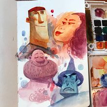 Shape-based invented portraits: Watercolor and Procreate. Un progetto di Pittura ad acquerello, Bozzetti, Sketchbook, Illustrazione digitale e Pittura digitale di Michael Relth - 19.06.2021