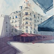My project in Architectural Sketching with Watercolor and Ink course. Sketching, Drawing, Watercolor Painting, Architectural Illustration, Sketchbook & Ink Illustration project by akanitk84 - 06.19.2021