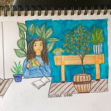 Self Portrait - My project in Exploratory Sketchbook: Find Your Drawing Style course. Traditional illustration, Sketching, Creativit, Drawing, Watercolor Painting, Sketchbook, and Gouache Painting project by Delonna Gibbs - 06.20.2021