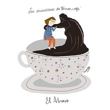 Las sensaciones de tomar café . Ilustrație tradițională de Mecha Pilar - 06.21.2021