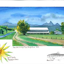 My project in Watercolor Travel Journal course. Fishing on the Teton.. Traditional illustration, Watercolor Painting, Sketchbook, and Architectural Illustration project by Todd Peterson - 06.16.2021