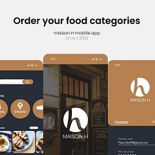 My Project - Mobile application for a Restaurant (Maison H). Un proyecto de Diseño, Diseño interactivo, Diseño mobile, Diseño de apps y Diseño Web de Boris ZIFACK - 07.06.2021