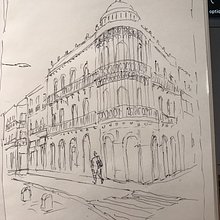 Edificio modernista frente al mercado de abastos. Un progetto di Illustrazione tradizionale di JOSE Rodriguez Carcaño - 22.06.2021
