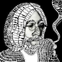 Hand-Drawn Typographic Portrait_John Lennon / IMAGINE. Tipografia projeto de Sarah Lu - 21.06.2021