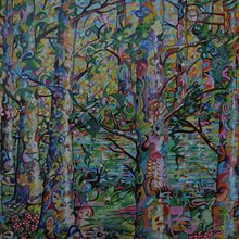 Bosque azul. Pintura al óleo. . Un proyecto de Pintura de Sylvana Lobato - 25.06.2021