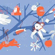 Design for risograph folded card Ein Projekt aus dem Bereich Traditionelle Illustration von Susannah Garden - 19.12.2020