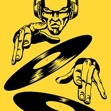 DJ Tin logo. Un proyecto de Ilustración tradicional, Diseño gráfico, Serigrafía, Cómic, Arte urbano, Diseño de logotipos, Dibujo y Estampación de Sergi Pulido - 01.07.2021