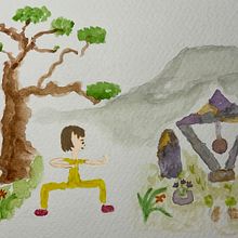 Qigong in the garden. Traditional illustration, Drawing, and Watercolor Painting project by drcrthema - 07.01.2021