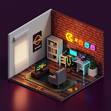 Habitación Gamer en Voxel Art. Un progetto di Illustrazione tradizionale, Modellazione 3D, Architettura, Videogiochi e Progettazione di giochi di William Santacruz - 02.07.2021