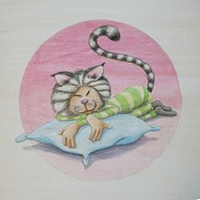 Sleepy Cat. Un projet de Illustration traditionnelle, Conception de personnages, Artisanat, Beaux Arts , et Peinture de Flávia Leitão - 01.07.2021
