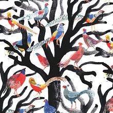 Pheasants wallpaper. Design, and Traditional illustration project by Elisa Talentino - 07.02.2021