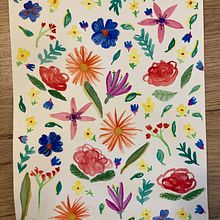 Mi Proyecto del curso: Estampados florales en acuarela con colores vibrantes. Projekt z dziedziny Trad, c, jna ilustracja, Pattern design, Malowanie akwarelą, R i sunek botaniczn użytkownika Teresa Nuño veci - 02.07.2021