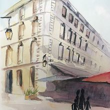 Mon projet du cours : Place du Parlement Bordeaux. Projekt z dziedziny Sketching,  R, sunek, Malowanie akwarelą,  R, sunek architektoniczn, Sketchbook,  R i sunek atramentem użytkownika cdeblais - 01.07.2021