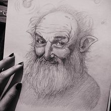 Old elf - Pencil Sketch . Ilustrație tradițională de Sara Balsera - 07.04.2021