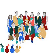 Family photo: tetrahedral crowd. Een project van Traditionele illustratie y Kleurentheorie van triin - 04.07.2021