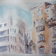 My project in Architectural Sketching with Watercolor and Ink course. Projekt z dziedziny Sketching,  R, sunek, Malowanie akwarelą,  R, sunek architektoniczn, Sketchbook,  R i sunek atramentem użytkownika katekeane70 - 04.07.2021