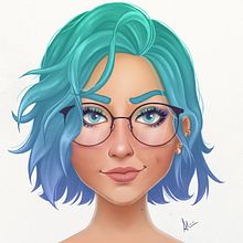 Female colorful hair portrait. Traditional illustration, Painting, and Character Design project by Alini Laube - 12.26.2020