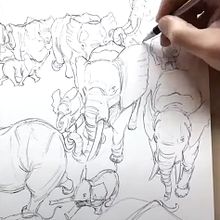 Elephants From Imagination Ein Projekt aus dem Bereich Traditionelle Illustration, Zeichnung, Bleistiftzeichnung und Artistische Zeichnung von Tom Fox - 05.07.2021