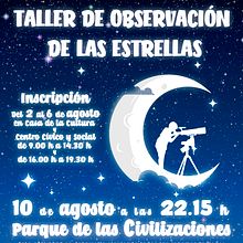 Cartel del taller de "observación de las estrellas". Traditional illustration, Advertising, Character Design, Events, Graphic Design, Social Media, Vector Illustration, Creativit, and Drawing project by Carlos Delgado López - 07.06.2021
