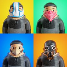 Wear your mask. Traditional illustration, 3D, Character Design, and 3D Character Design project by YIPPIEHEY - 07.07.2021
