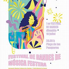 CARTEL FESTIVAL DE BANDAS . Un progetto di Graphic design, Illustrazione tradizionale, Pubblicità, Belle arti, Design di loghi e Disegno artistico di Ana Arbona - 05.07.2021
