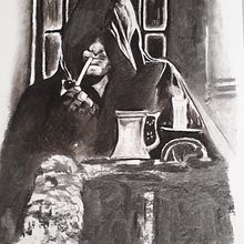 Il mio progetto del corso: Ritratto artistico al carboncino: creare atmosfere. Un proyecto de Ilustración tradicional, Bellas Artes, Dibujo, Dibujo de Retrato, Dibujo realista y Dibujo artístico de Fanny Di Natale - 07.07.2021