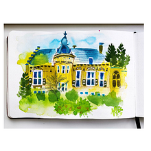 My project in Pictorial Sketchbook with Gouache course, the buildings in Dordrecht. Traditional illustration, Sketching, Drawing, Architectural Illustration, Sketchbook, and Gouache Painting project by pum_pum91 - 07.08.2021