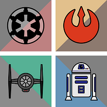 4-Icons Story: Star Wars (Course: Adobe Illustrator, Tina Touli). Traditional illustration, and Design project by Sebastián Weyer - 07.06.2021
