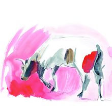 Oxen. Traditional illustration, Fine Arts, Painting, Sketching, Creativit, Drawing, Watercolor Painting, Artistic Drawing, Sketchbook, Ink Illustration, Naturalistic Illustration, and Gouache Painting project by Laura McKendry - 07.09.2021