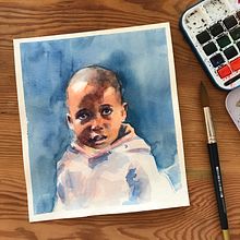 My project in Artistic Portrait with Watercolors course. Fine Arts, Painting, Watercolor Painting, and Portrait Drawing project by Ros - 07.09.2021