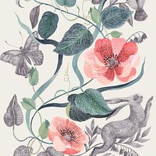 "Folk bunny". Traditional illustration, and Design project by Malin Gyllensvaan - 07.09.2021