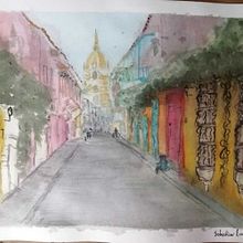 Mi primer paisaje en acuarela: Cartagena de Indias- Colombia. Un progetto di Belle arti, Pittura ad acquerello e Illustrazione architettonica di Sebastián Camilo Leal Daza - 10.07.2021