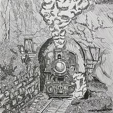 Train in Ink Drawing. Traditional illustration, Arts, Crafts, and Sketching project by etedrow200k - 07.09.2021