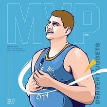Illustration Nikola Jokic 2020/21 NBA MVP. Un proyecto de Ilustración tradicional de Simone Colasante - 10.07.2021