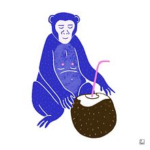 Mono con bebida de coco. Un proyecto de Ilustración tradicional, Dibujo digital, Ilustración digital y Pintura digital de Bárbara Martínez Calvo - 03.05.2021